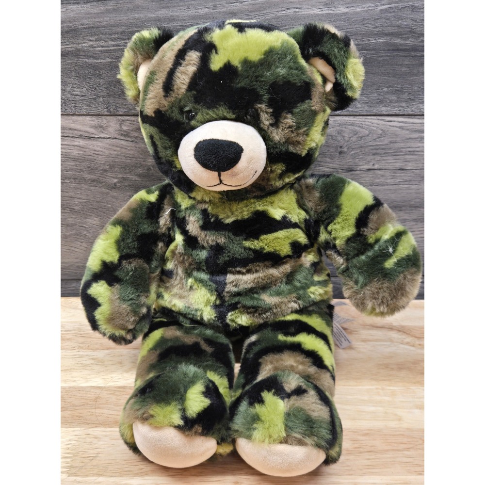 Build-A-Bear Workshop Camo Teddy Bear Green Woodland Camouflage Plush Toy